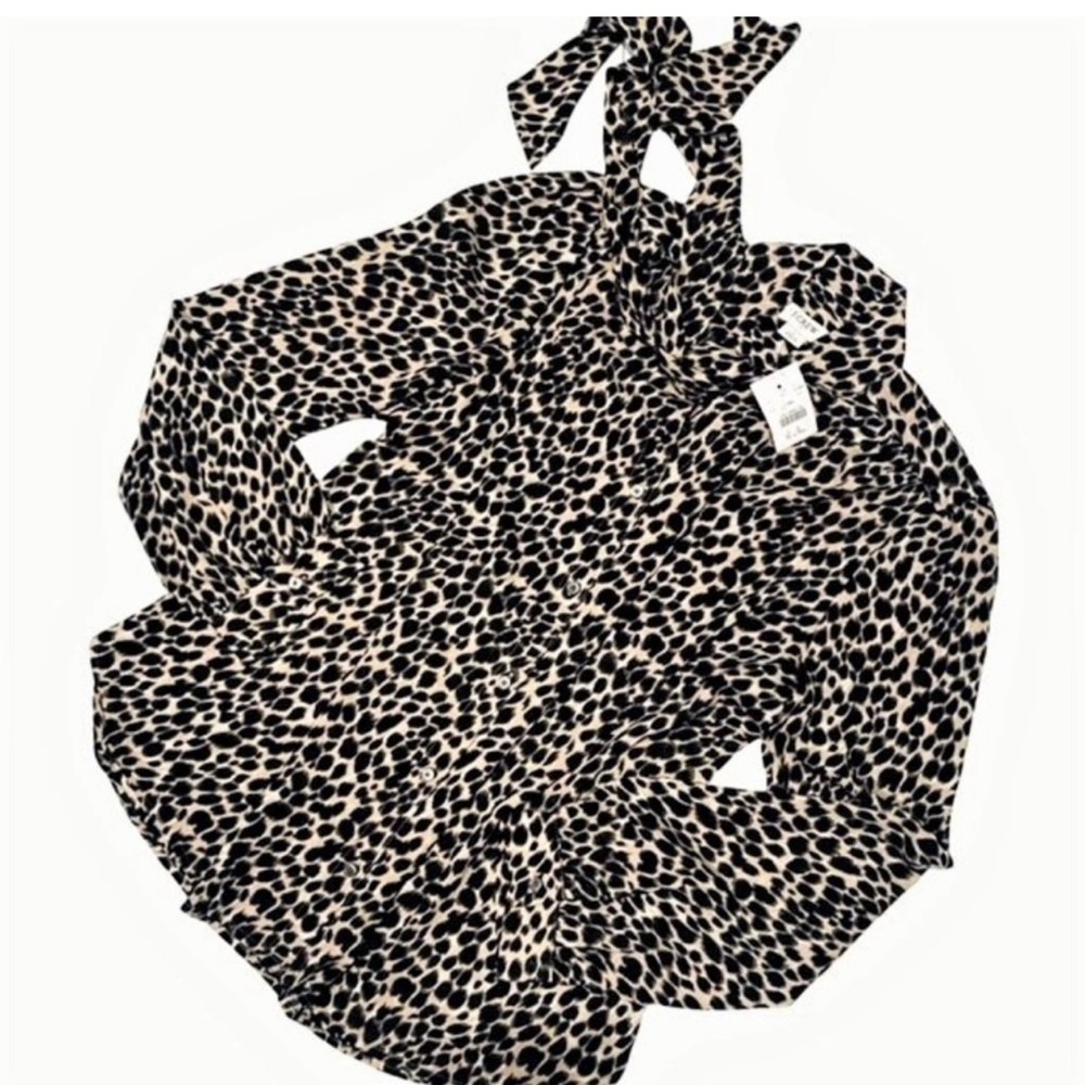 J. Crew • Leopard Print Tie Neck Blouse - Picture 9 of 9